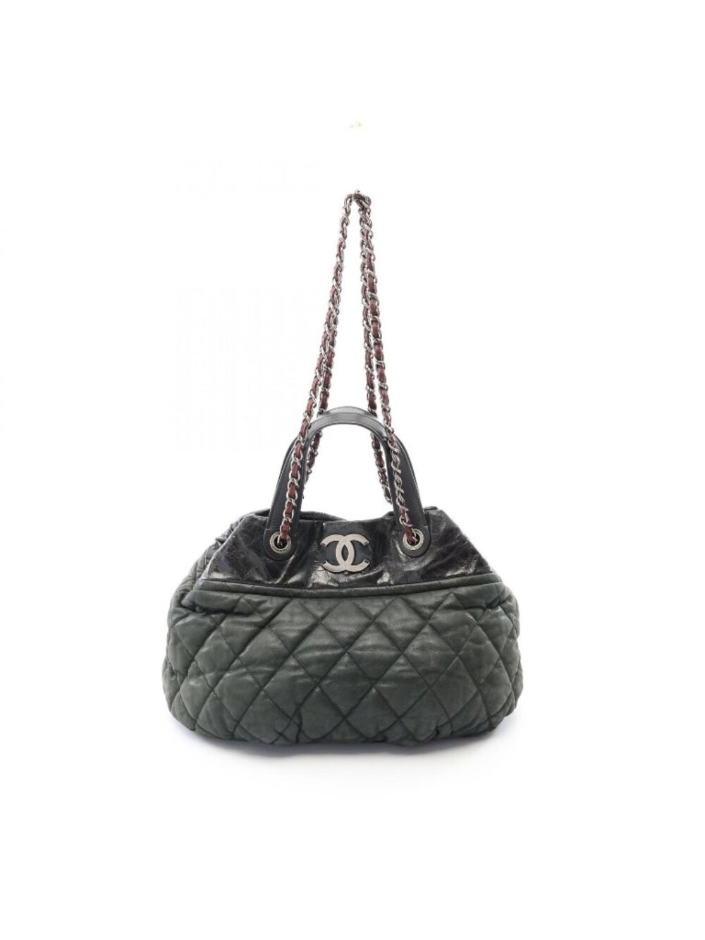 Chanel Shoulder Bag in the Mix 2-Way Black Burgundy Leather in Chain